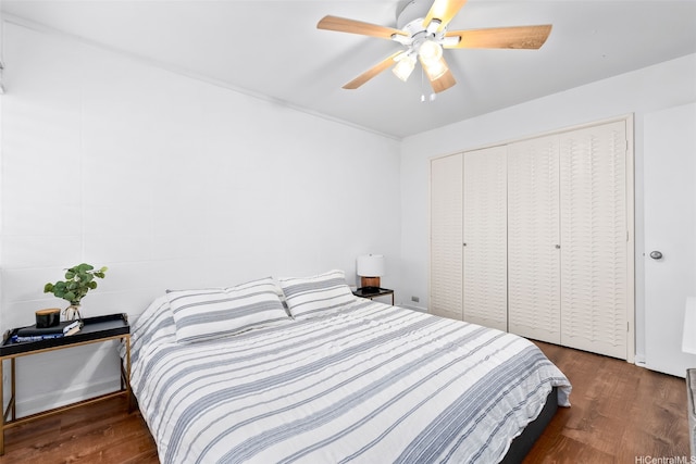 4130 Keanu St Unit 4, Honolulu, HI 96816 - bedroom featuring wood finished floors, a closet, and ceiling fan