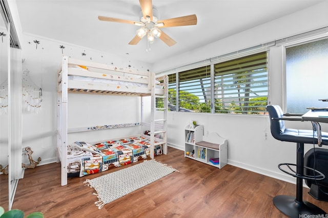 4130 Keanu St Unit 4, Honolulu, HI 96816 - bedroom featuring wood finished floors and ceiling fan