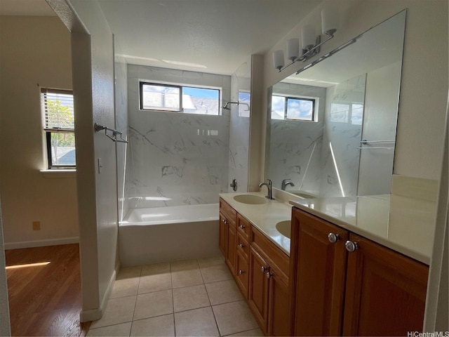 91-1088 Paaoloulu Way, Kapolei, HI 96707 - bathroom featuring double vanity, bathing tub / shower combination, and tile patterned flooring