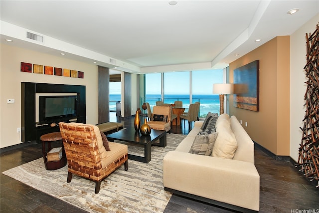 1288 Ala Moana Blvd Unit 18B, Honolulu, HI 96814 - living area featuring wood finished floors, recessed lighting, and expansive windows