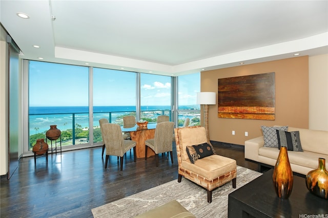 1288 Ala Moana Blvd Unit 18B, Honolulu, HI 96814 - living area featuring floor to ceiling windows, plenty of natural light, recessed lighting, and wood finished floors