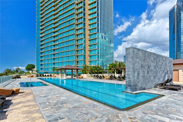 1288 Ala Moana Blvd Unit 18B, Honolulu, HI 96814 - community pool featuring a gazebo and a patio area