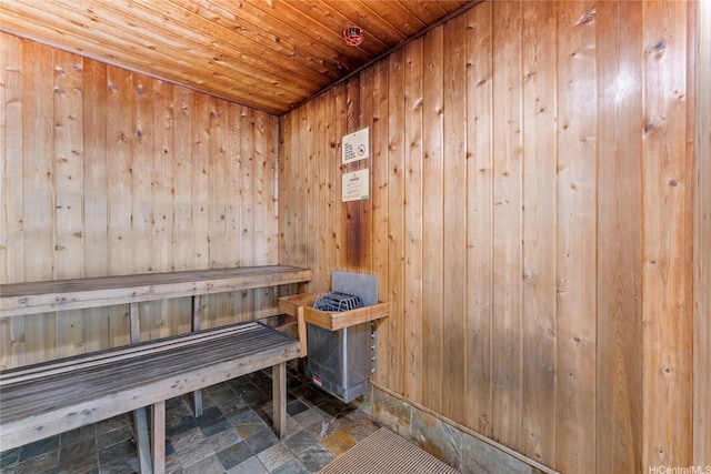 445 Seaside Ave Unit 1602, Honolulu, HI 96815 - relaxing sauna / steam room featuring wooden walls, stone finish flooring, and wooden ceiling