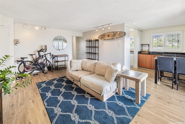 1111 Wilder Ave Pha, Pha, Honolulu, HI 96822 - living area with track lighting, a textured ceiling, and light wood-style flooring