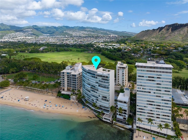 2877 Kalakaua Ave Unit 804, Honolulu, HI 96815 - bird's eye view of a water and mountain view