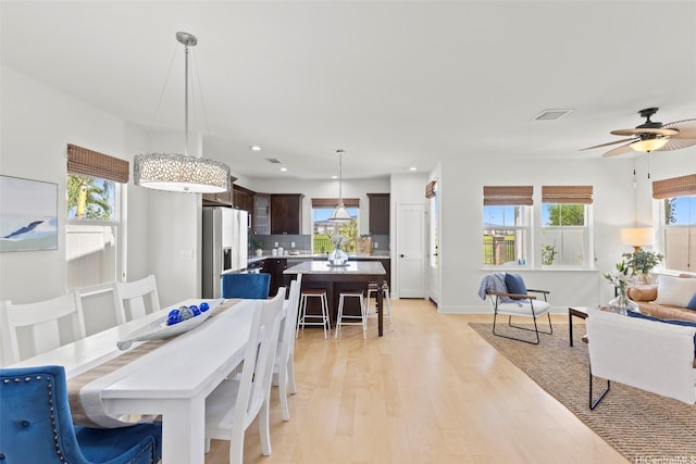 91-1112 Kai Oio St, Ewa Beach, HI 96706 - dining room featuring plenty of natural light, recessed lighting, light wood-style flooring, and ceiling fan