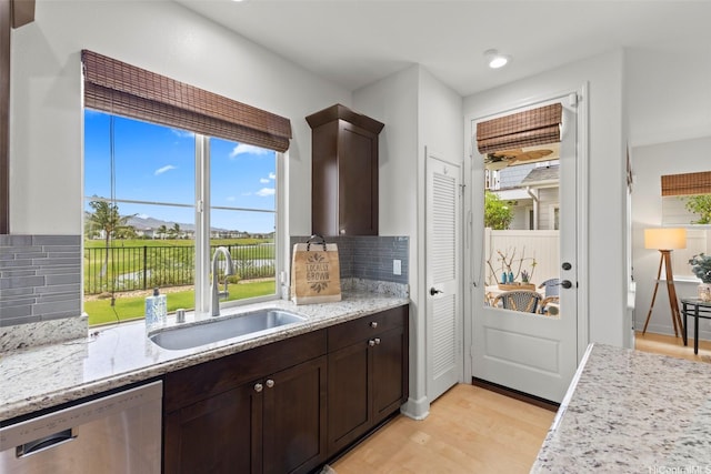 91-1112 Kai Oio St, Ewa Beach, HI 96706 - kitchen with stainless steel dishwasher, dark brown cabinets, decorative backsplash, and recessed lighting