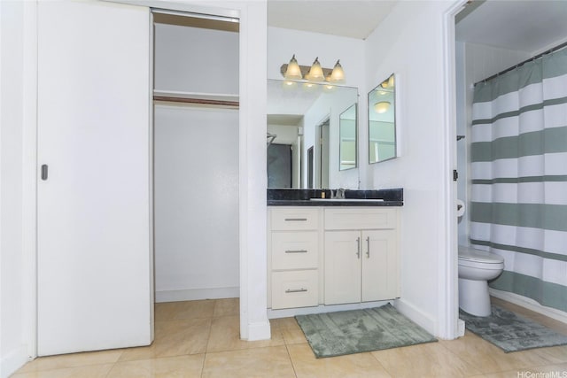1255 Nuuanu Ave Unit E2804, Honolulu, HI 96817 - bathroom featuring vanity, tile patterned floors, and curtained shower