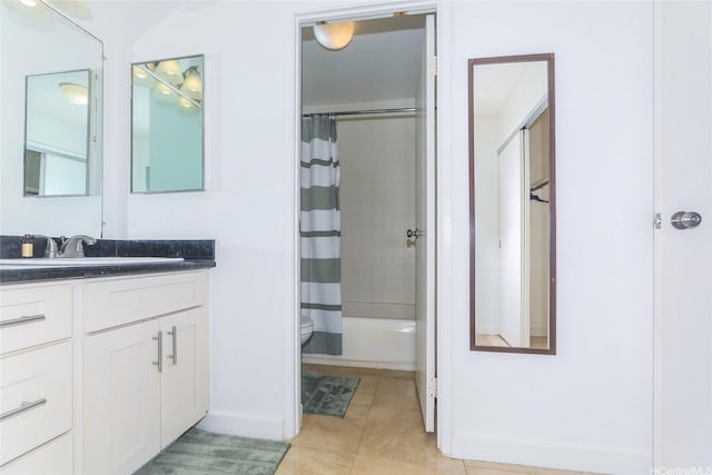1255 Nuuanu Ave Unit E2804, Honolulu, HI 96817 - bathroom with vanity, tile patterned flooring, and shower / bath combo