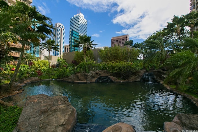 1255 Nuuanu Ave Unit E2804, Honolulu, HI 96817 - water view featuring a garden pond