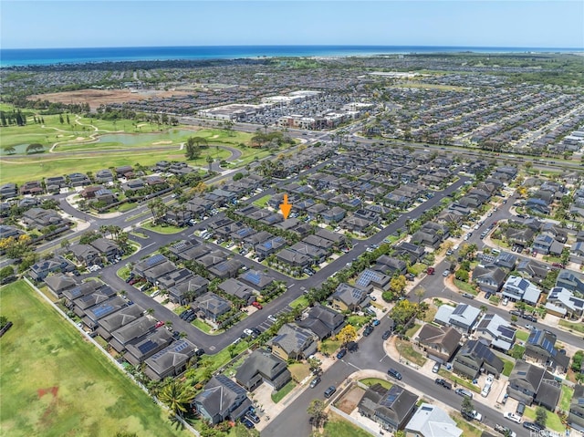 91-1200 Keaunui Dr Unit 110, Ewa Beach, HI 96706 - aerial view of property and surrounding area with a nearby body of water, a golf club, and nearby suburban area