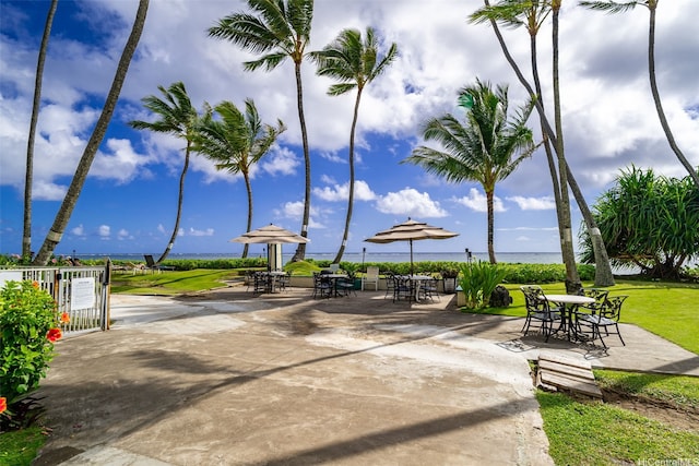53-567 Kamehameha Hwy Unit 203, Hauula, HI 96717 - surrounding community with outdoor dining space and a patio area