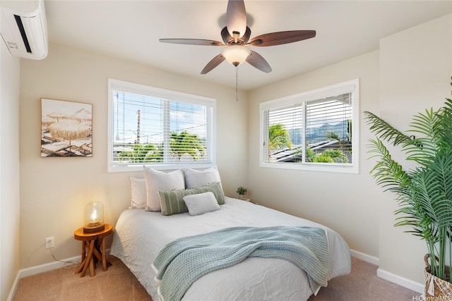 66-912 Kamakahala St Unit 2, Waialua, HI 96791 - carpeted bedroom with an AC wall unit and a ceiling fan