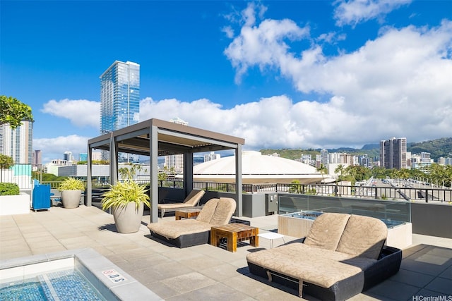 1009 Kapiolani Blvd Unit 1706, Honolulu, HI 96814 - view of patio / terrace featuring a view of city and a gazebo
