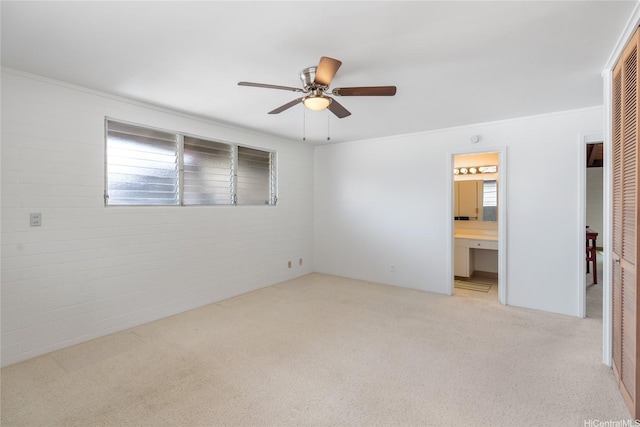 3504 Ala Hapuu St, Honolulu, HI 96818 - unfurnished bedroom with light colored carpet, a closet, ensuite bath, ornamental molding, and a ceiling fan