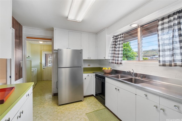3504 Ala Hapuu St, Honolulu, HI 96818 - kitchen with freestanding refrigerator, dishwasher, stainless steel counters, and light flooring