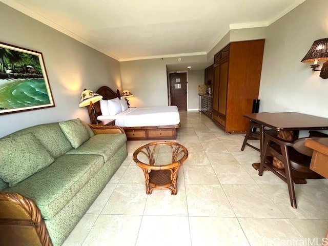 2045 Kalakaua Ave Unit 402, Honolulu, HI 96815 - bedroom featuring crown molding and light tile patterned floors