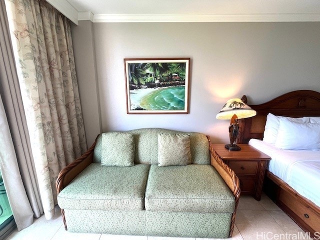2045 Kalakaua Ave Unit 402, Honolulu, HI 96815 - living area featuring crown molding and light tile patterned floors