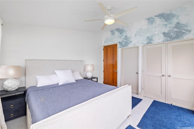 68-665 Hoomana Pl, Waialua, HI 96791 - bedroom with wallpapered walls, a closet, and ceiling fan