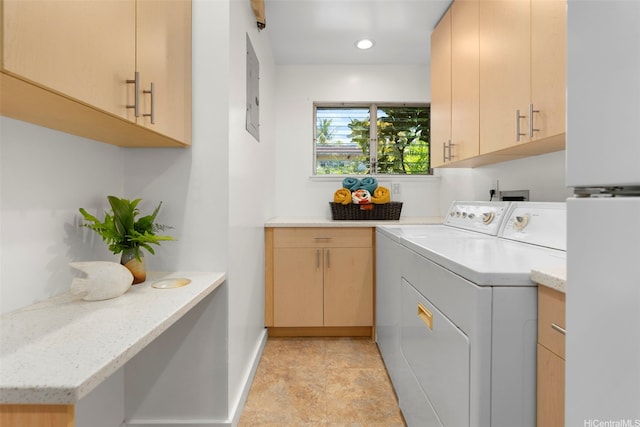 444 Lunalilo Home Rd Unit 602, Honolulu, HI 96825 - washroom featuring washing machine and dryer, cabinet space, and recessed lighting