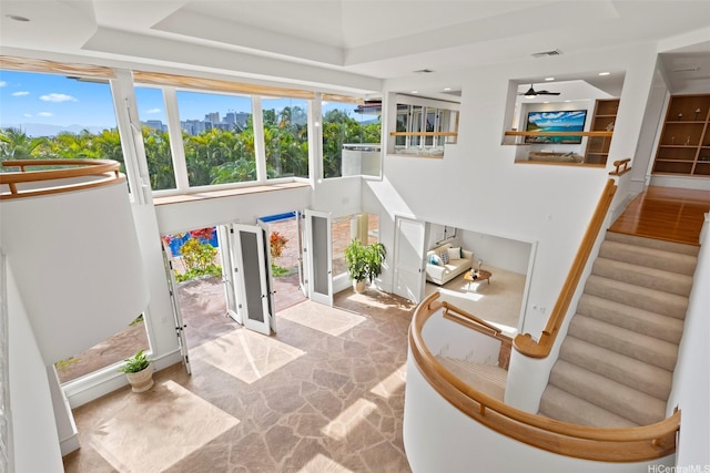 3124 Noela Dr, Honolulu, HI 96815 - stairway with baseboards and ceiling fan