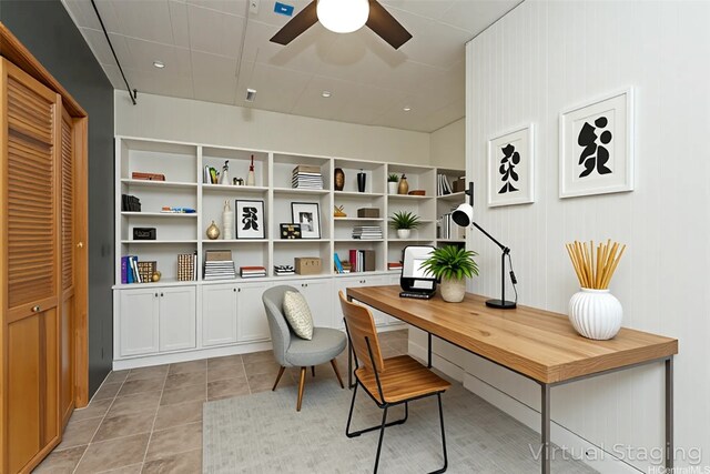 46-359 Haiku Rd Unit C10, Kaneohe, HI 96744 - home office featuring light tile patterned floors and ceiling fan