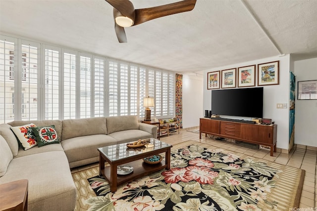 2801 Coconut Ave Unit 2D, Honolulu, HI 96815 - living room featuring tile patterned floors and a ceiling fan