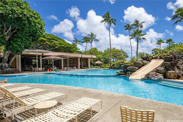521 Hahaione St Unit 2/12H, Honolulu, HI 96825 - community pool featuring a water slide