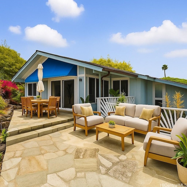 866 Kaahue St, Honolulu, HI 96825 - rear view of property with an outdoor living space and a patio area