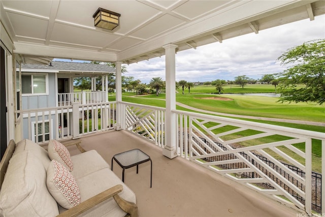 91-1144 Kaikohola St Unit D71, Ewa Beach, HI 96706 - porch featuring view of golf course and a water view