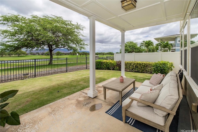 91-1144 Kaikohola St Unit D71, Ewa Beach, HI 96706 - fenced backyard featuring a patio and outdoor lounge area