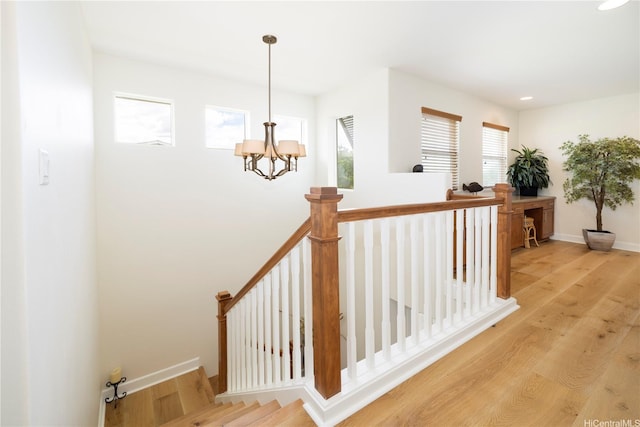 91-1144 Kaikohola St Unit D71, Ewa Beach, HI 96706 - staircase featuring a chandelier, wood finished floors, and recessed lighting