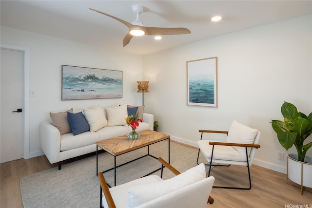 539 Keolu Dr Unit C, Kailua, HI 96734 - living room with light wood-style floors, a ceiling fan, and recessed lighting