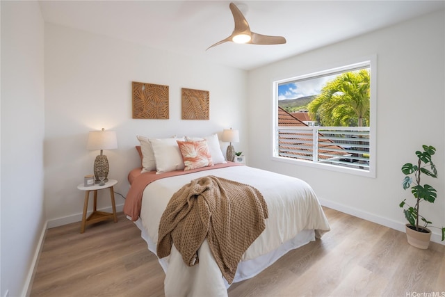 539 Keolu Dr Unit C, Kailua, HI 96734 - bedroom featuring light wood-type flooring and ceiling fan
