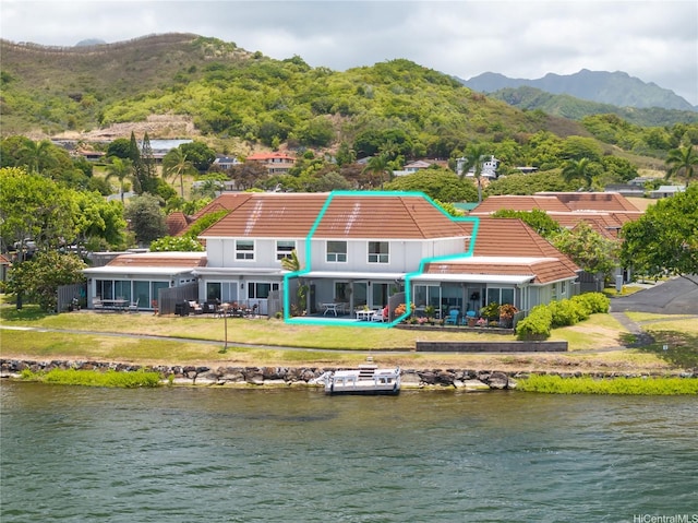 539 Keolu Dr Unit C, Kailua, HI 96734 - back of house featuring a tile roof and a water and mountain view