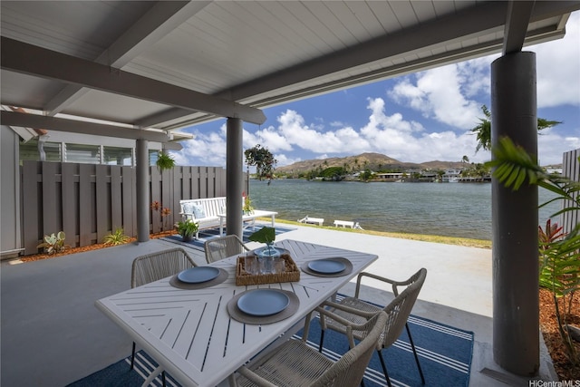 539 Keolu Dr Unit C, Kailua, HI 96734 - view of patio featuring a water view and outdoor dining area