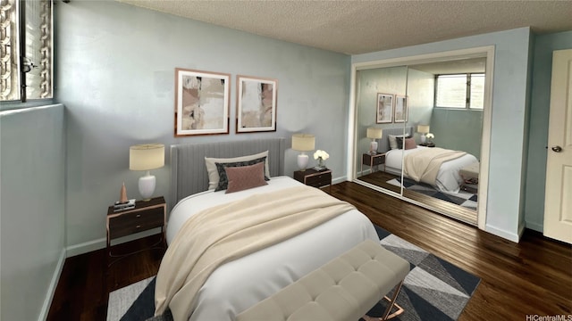 1121 Wilder Ave Unit 900B, Honolulu, HI 96822 - bedroom featuring a closet, wood finished floors, and a textured ceiling