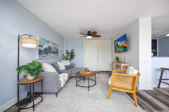 322 Aoloa St Unit 1110, Kailua, HI 96734 - living area with ceiling fan and wood finished floors