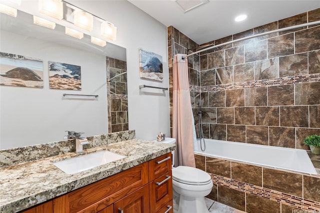 84-663 Upena St, Waianae, HI 96792 - full bathroom featuring vanity, tiled shower / bath, tile patterned floors, and recessed lighting