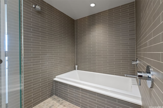 1001 Queen St Unit 2506, Honolulu, HI 96814 - full bath featuring tile walls, tiled tub, and a tile shower