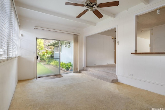 4722 Likini St, Honolulu, HI 96818 - spare room with carpet flooring, beam ceiling, and ceiling fan