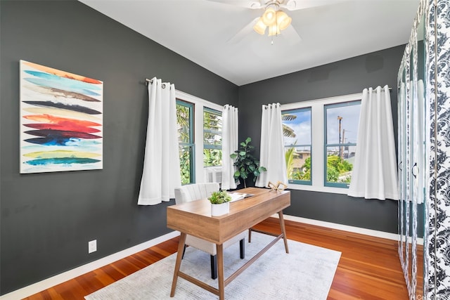 2633B Nahaku Pl Unit H, Honolulu, HI 96826 - office featuring a ceiling fan and wood finished floors