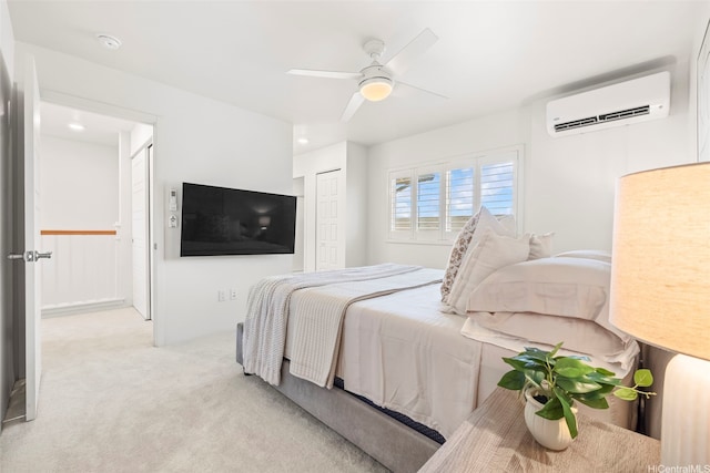 91-3633 Kauluakoko St Unit 1004, Ewa Beach, HI 96706 - carpeted bedroom featuring a wall mounted air conditioner and a ceiling fan