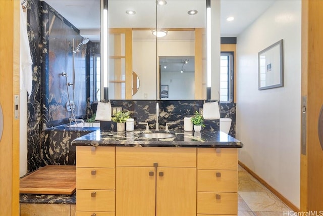 303 Liliuokalani Ave Unit 1102, Honolulu, HI 96815 - full bathroom with tasteful backsplash and vanity