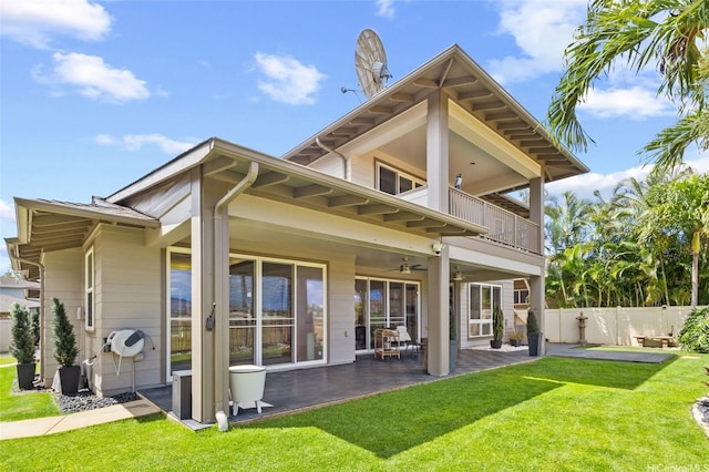 91-1298 Kuanoo St, Ewa Beach, HI 96706 - back of house featuring a balcony, a ceiling fan, and a patio