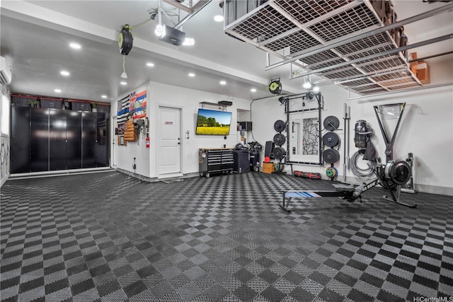 91-1298 Kuanoo St, Ewa Beach, HI 96706 - workout area with recessed lighting, a wall unit AC, and carpet