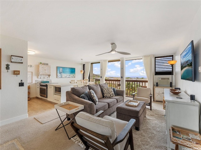 84-664 Ala Mahiku St Unit 195B, Waianae, HI 96792 - living room featuring light carpet and ceiling fan
