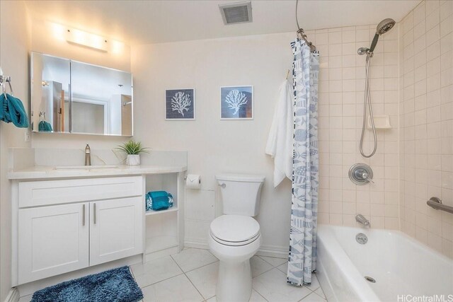 300 Wai Nani Way Unit 1715, Honolulu, HI 96815 - bathroom with tile patterned floors, vanity, and shower / bath combo with shower curtain