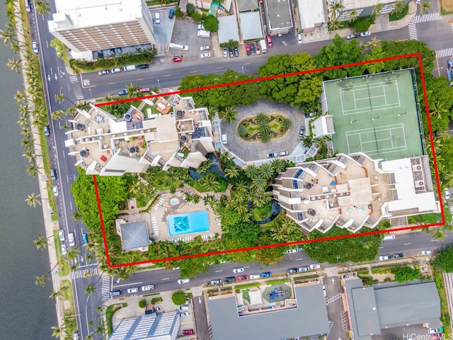 300 Wai Nani Way Unit 1715, Honolulu, HI 96815 - aerial view of property's location with property parcel outlined and a pool area