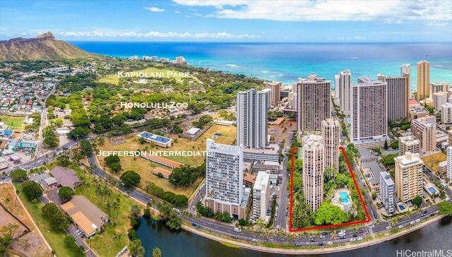 300 Wai Nani Way Unit 1715, Honolulu, HI 96815 - view of urban area with a nearby body of water and property boundaries highlighted